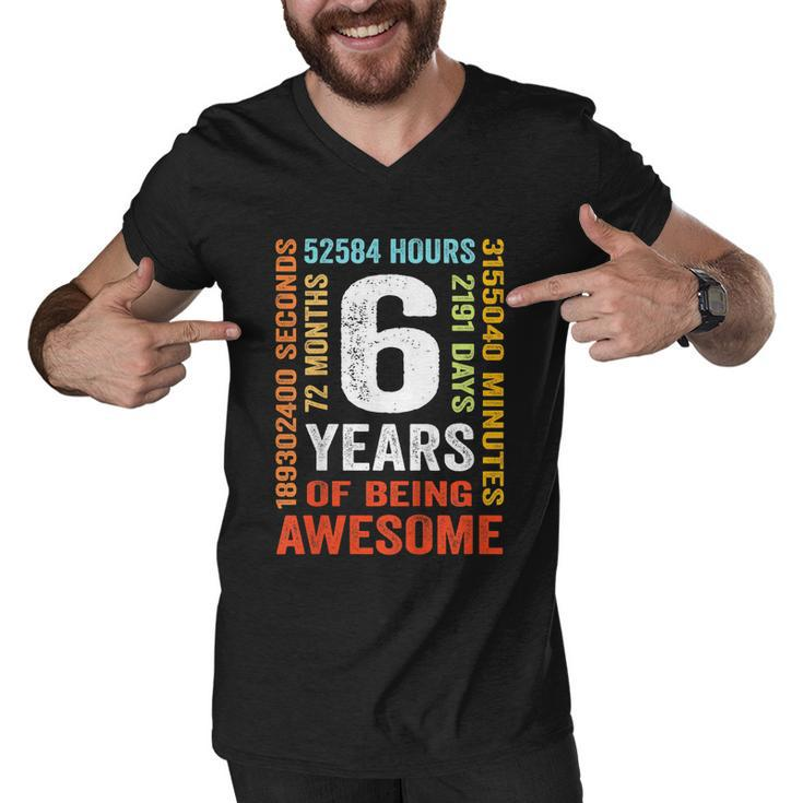 Kids 6Th Birthday 6 Years Old Vintage Retro 72 Months Men V-Neck Tshirt