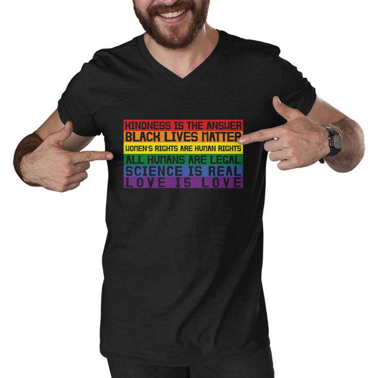 Kindness Is The Answer Lgbt Gay Pride Lesbian Bisexual Ally Quote Men V-Neck Tshirt
