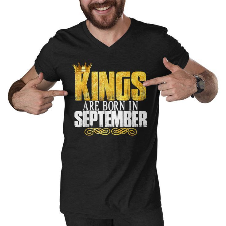 Kings Are Born In September T  Mens Birthday Gifts  Men V-Neck Tshirt