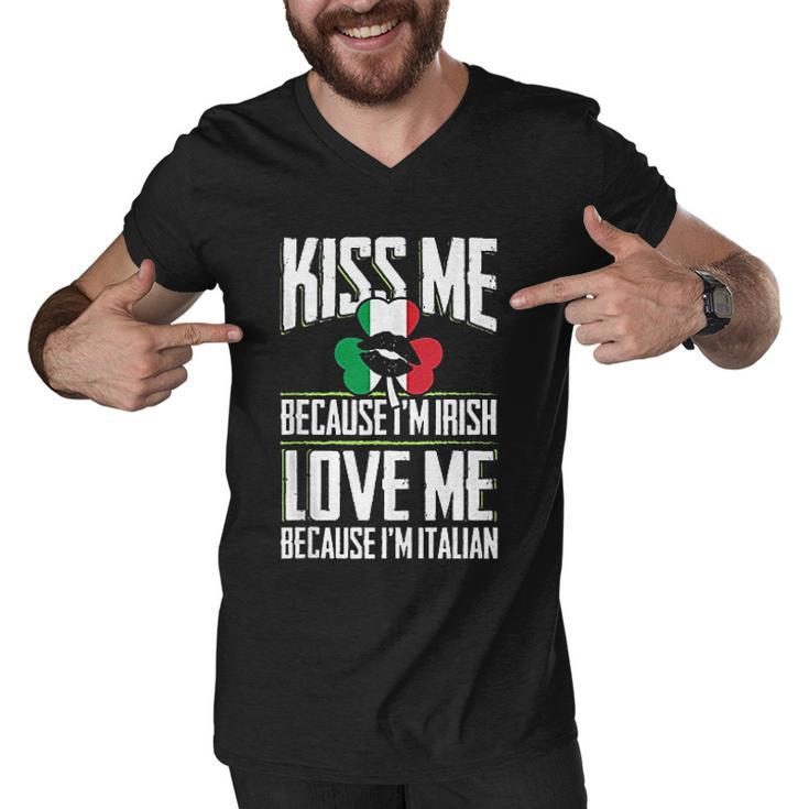Kiss Me Im Irish Love Me Im Italian St Patricks Proud Irish V2 Men V-Neck Tshirt