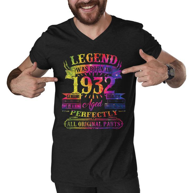 Legend Was Born In 1932 90 Year Old 90Th Birthday Tie Dye  Men V-Neck Tshirt