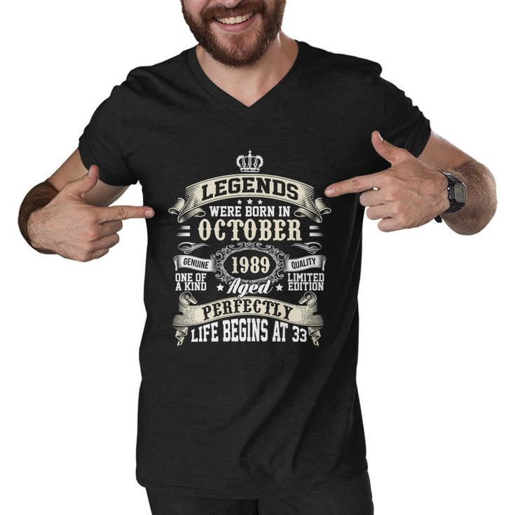 Legends Were Born In October 1989 Vintage 33Rd Birthday Gift For Men & Women Men V-Neck Tshirt