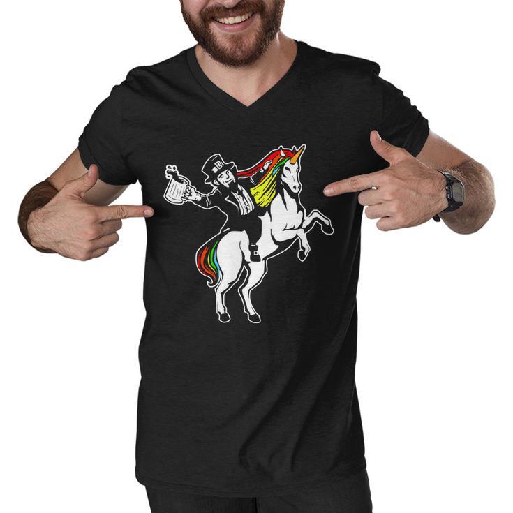 Leprechaun Unicorn St Patricks Day Tshirt Men V-Neck Tshirt