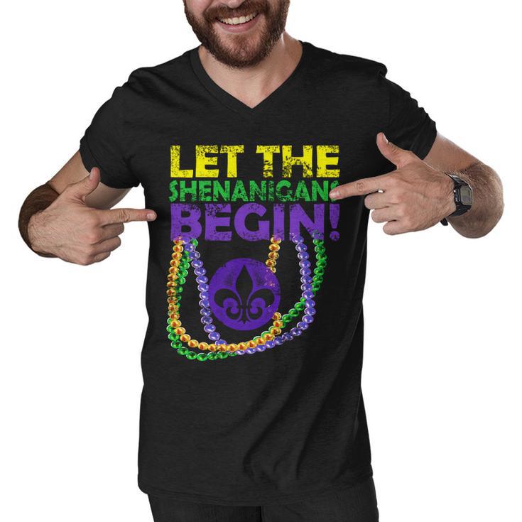 Let Shenanigans Begins Mardi Gras Men V-Neck Tshirt