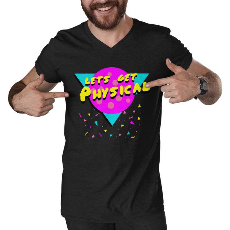 Lets Get Physical Retro S Men V-Neck Tshirt