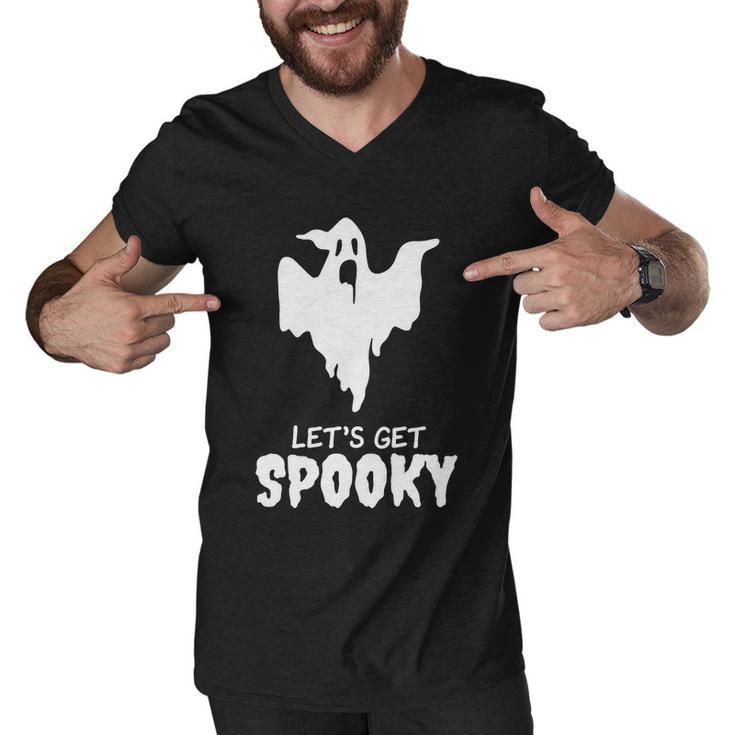 Lets Get Spooky Ghost Boo Halloween Quote Men V-Neck Tshirt