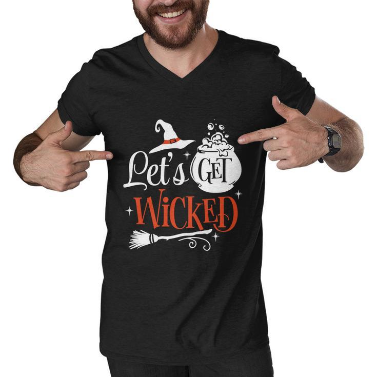 Lets Get Wicked Halloween Quote Men V-Neck Tshirt