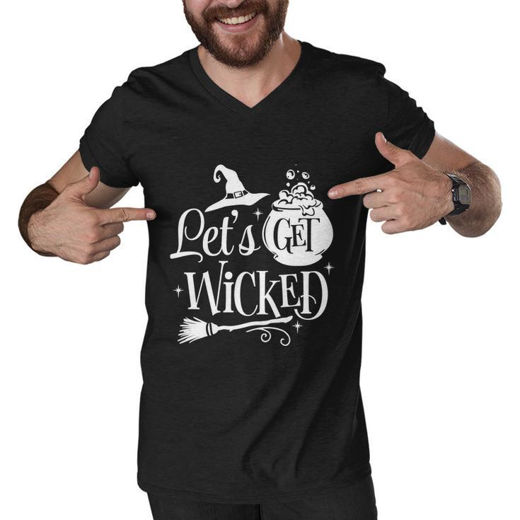Lets Get Wicked Halloween Quote Men V-Neck Tshirt