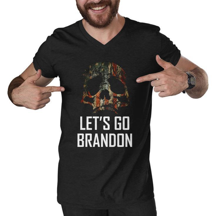 Lets Go Brandon American Grunge Skull Tshirt Men V-Neck Tshirt