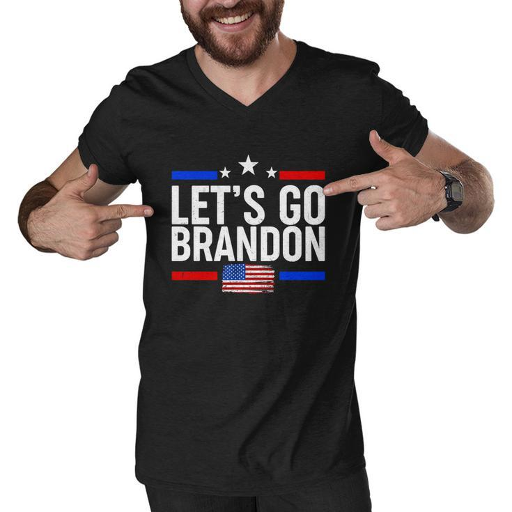 Lets Go Brandon Distress Usa Flag Fjb Chant Tshirt Men V-Neck Tshirt