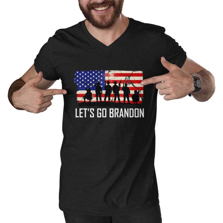 Lets Go Brandon Military Troops American Flag Tshirt Men V-Neck Tshirt