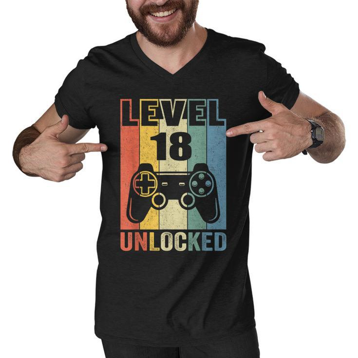 Level 18 Unlocked  18Th Video Gamer Birthday Boy Gift  V2 Men V-Neck Tshirt