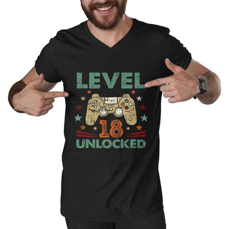 Level 18 Unlocked 2004 Birthday Gift 18 Graphic Design Printed Casual Daily Basic Men V-Neck Tshirt