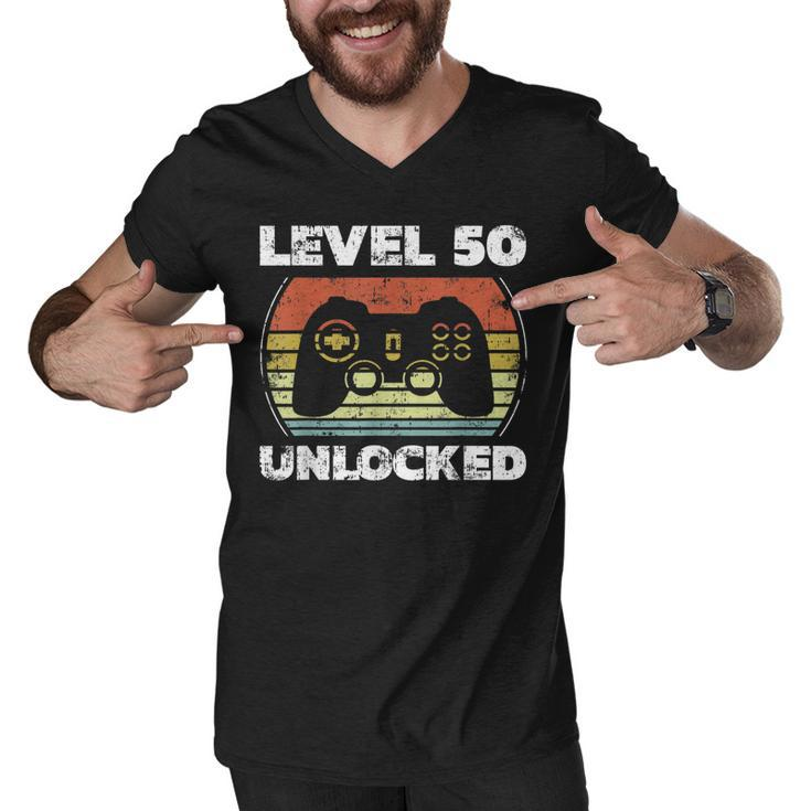 Level 50 Unlocked Funny Video Gamer 50Th Birthday  Men V-Neck Tshirt