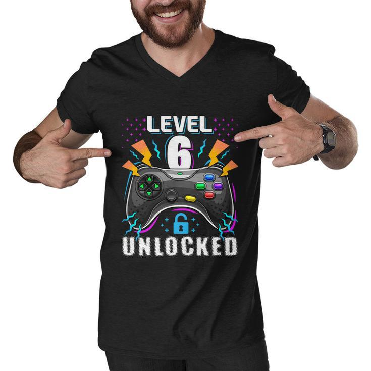 Level 6 Unlocked Video Game Gift 6Th Birthday Gamer Gift Boys Gift Men V-Neck Tshirt