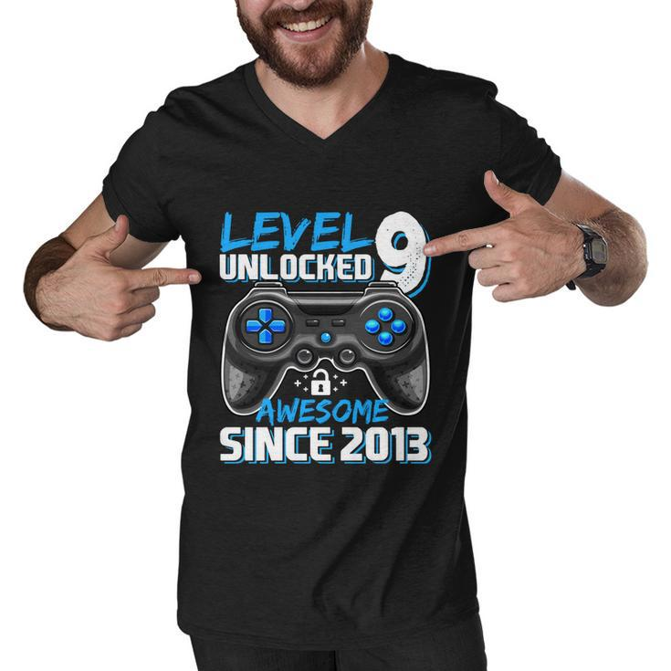Level 9 Unlocked Awesome 2013 Video Game 9Th Birthday Gift Men V-Neck Tshirt
