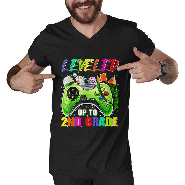 Leveled Up To 2Nd Grade Gamer Back To School First Day Boys Men V-Neck Tshirt