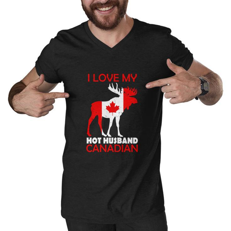 Lgbn I Love Husband Canadian Maple Leaf Animal Canada Day Men V-Neck Tshirt