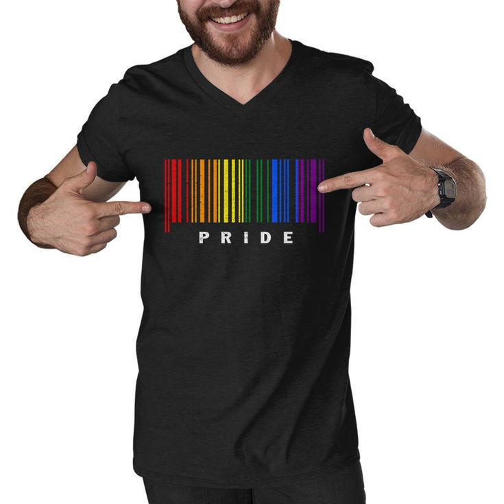 Lgbt Gay Barcode Support Lgbtq Ally Rainbow Pride Gay Flag Men V-Neck Tshirt