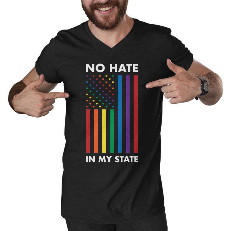 Lgbt Pride Flag No Hate In My State Men V-Neck Tshirt
