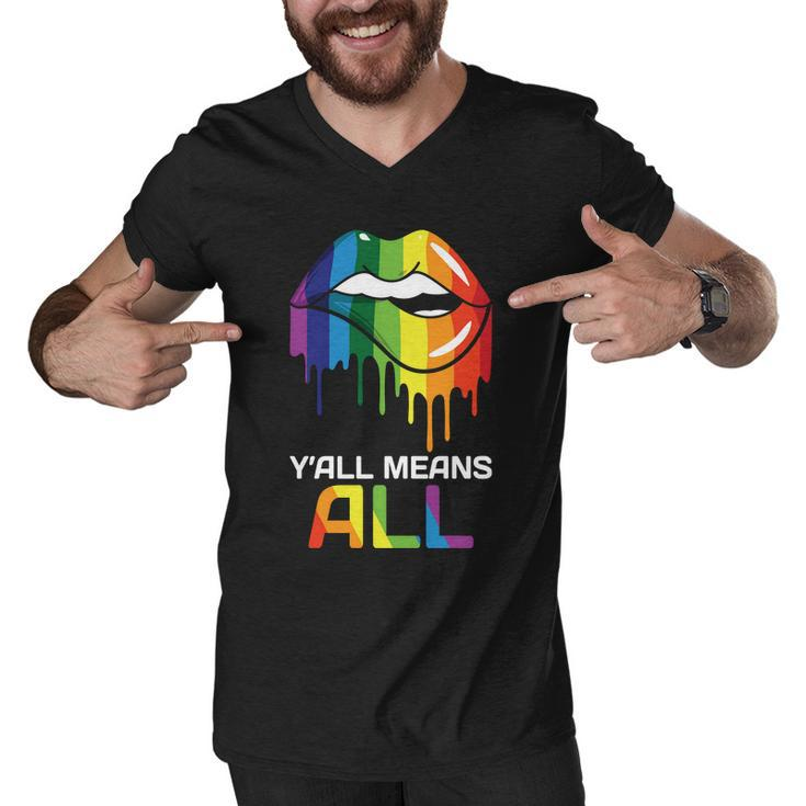 Lgbt Yall Mean All Rainbow Pride Month Men V-Neck Tshirt
