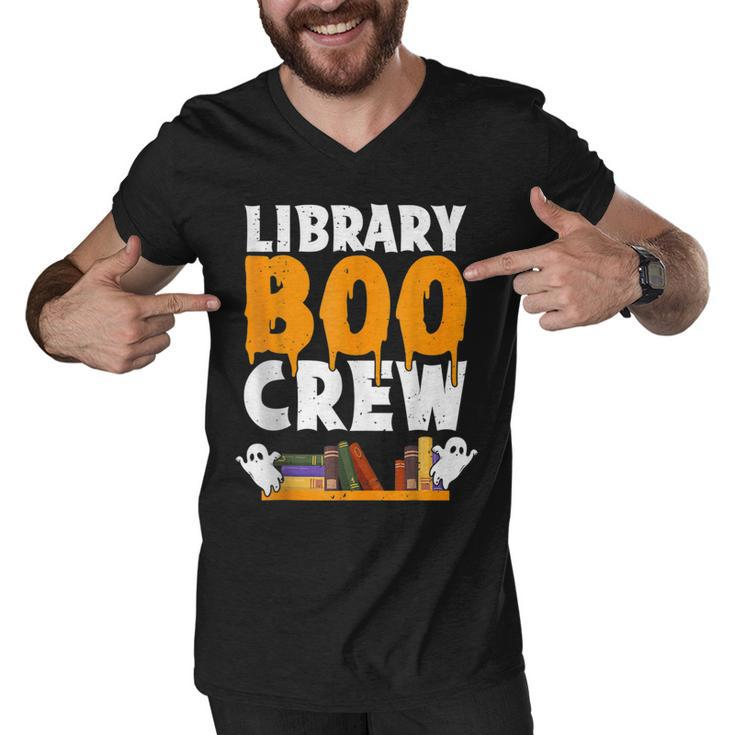Library Boo Crew School Librarian Ghost Halloween Boys Girls  Men V-Neck Tshirt