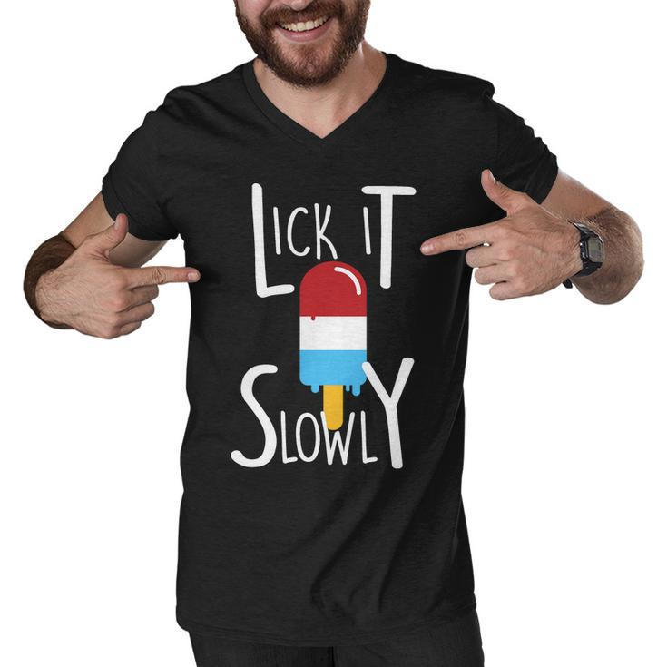 Lick It Slowly Popsicle Tshirt Men V-Neck Tshirt