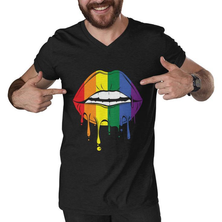 Lips Lgbt Gay Pride Lesbian Bisexual Ally Quote V2 Men V-Neck Tshirt