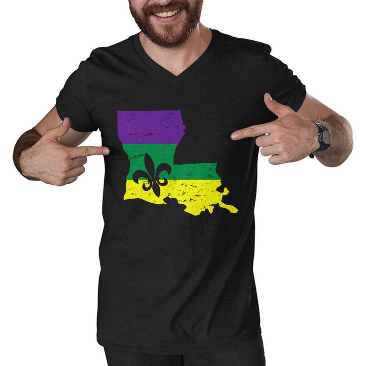 Louisiana Mardi Gras V2 Men V-Neck Tshirt