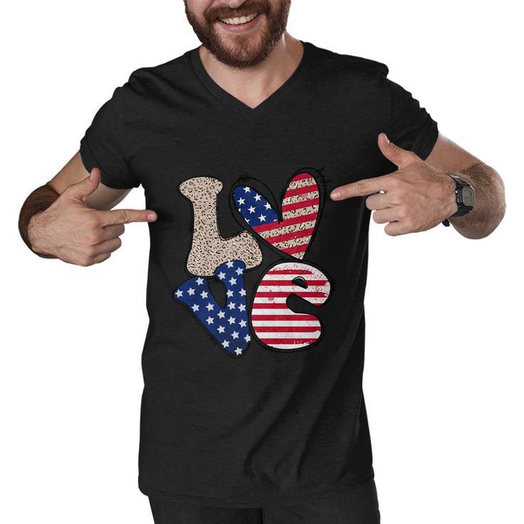 Love America Cute Funny 4Th Of July Independence Day Plus Size Graphic Men V-Neck Tshirt