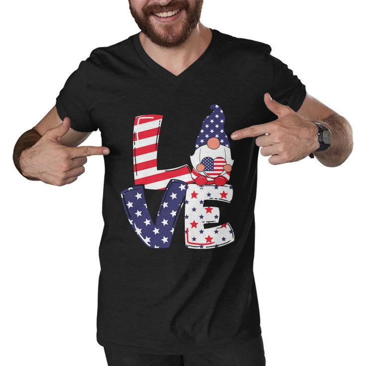 Love American Gnome 4Th Of July Independence Day Flag Graphic Plus Size Shirt Men V-Neck Tshirt