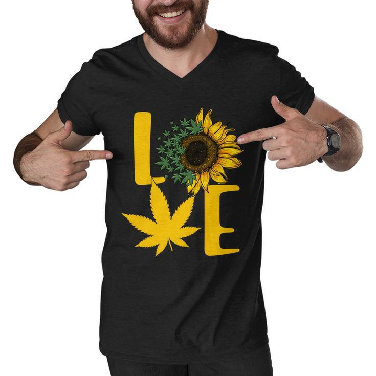 Love Cannabis Sunflower Men V-Neck Tshirt