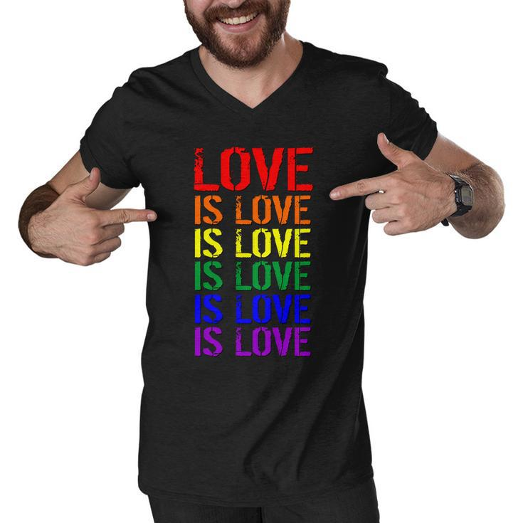 Love Is Love Rainbow Colors Men V-Neck Tshirt