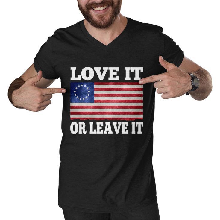 Love It Or Leave It Betsy Ross Flag Men V-Neck Tshirt