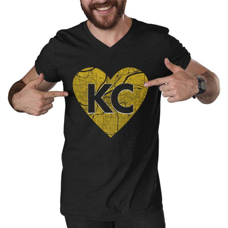 Love Kansas City Football Fan City Map Men V-Neck Tshirt