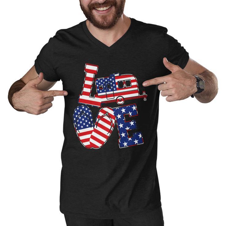 Love Usa Camping Tshirt Men V-Neck Tshirt