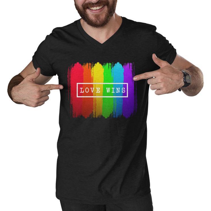 Love Wins Flag Men V-Neck Tshirt