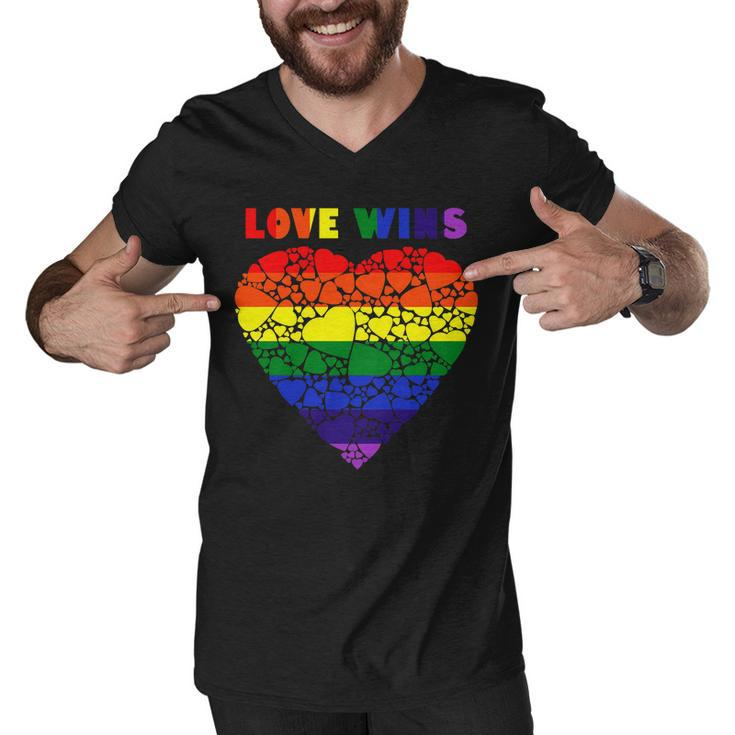 Love Wins Heart Men V-Neck Tshirt