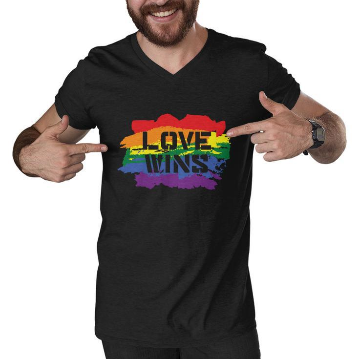 Love Wins Lgbt Gay Pride Lesbian Bisexual Ally Quote V4 Men V-Neck Tshirt