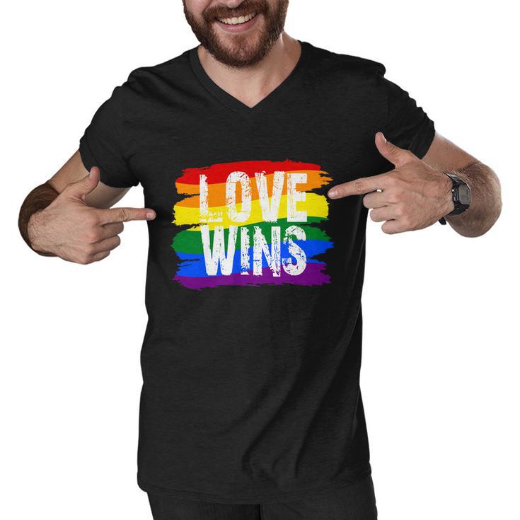 Love Wins Lgbtq Pride Flag Men V-Neck Tshirt