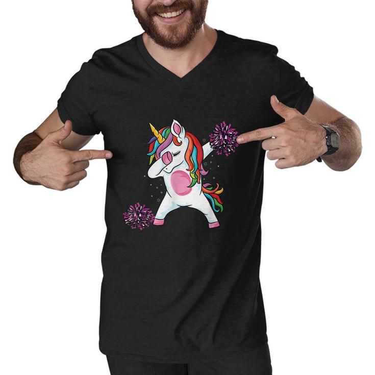 Magical Dabbing Unicorn Cheer Cute Unicorn Cheerleading Graphic Design Printed Casual Daily Basic Men V-Neck Tshirt