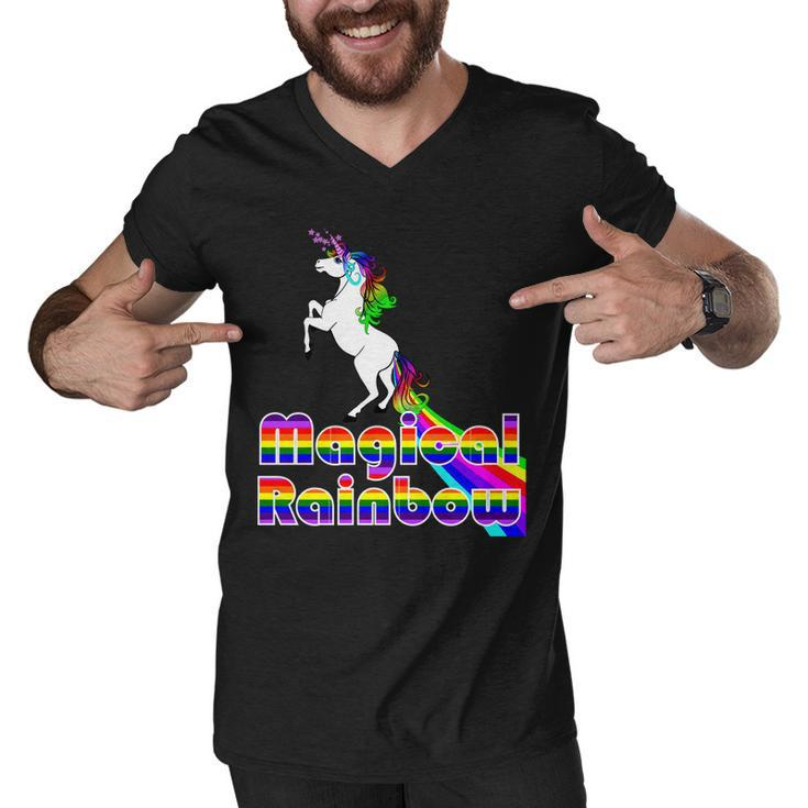 Magical Rainbow Unicorn Men V-Neck Tshirt