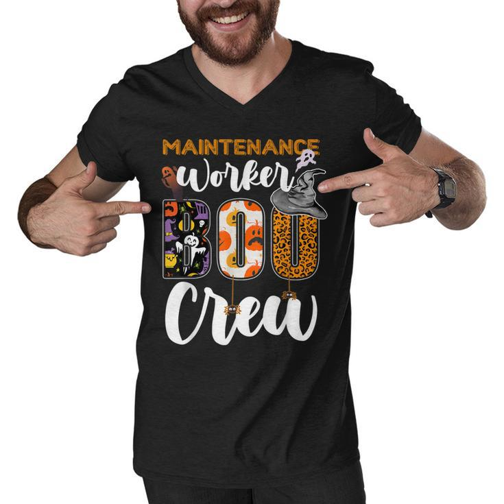 Maintenance Worker Boo Crew Ghost Funny Halloween Matching  Men V-Neck Tshirt