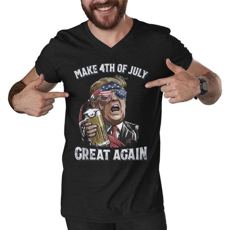 Make 4Th Of July Great Again Patriot Trump Men Drinking Beer  Men V-Neck Tshirt