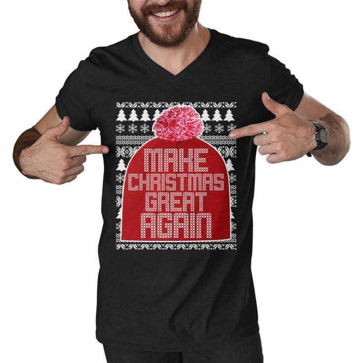 Make Christmas Great Again Ugly Christmas Sweater Design T-Shirt Graphic Design Printed Casual Daily Basic Men V-Neck Tshirt