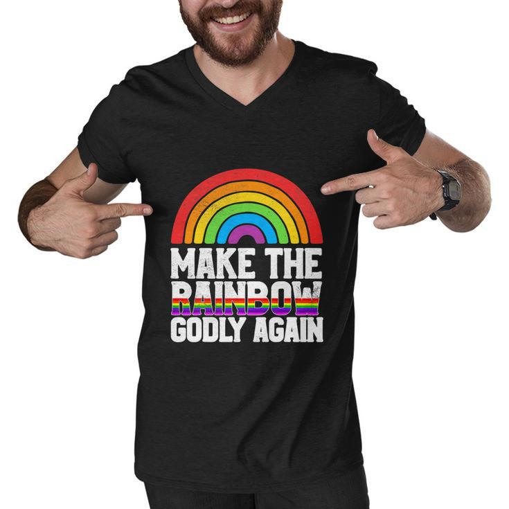 Make The Rainbow Godly Again Lgbt Funny Flag Gay Pride Men V-Neck Tshirt