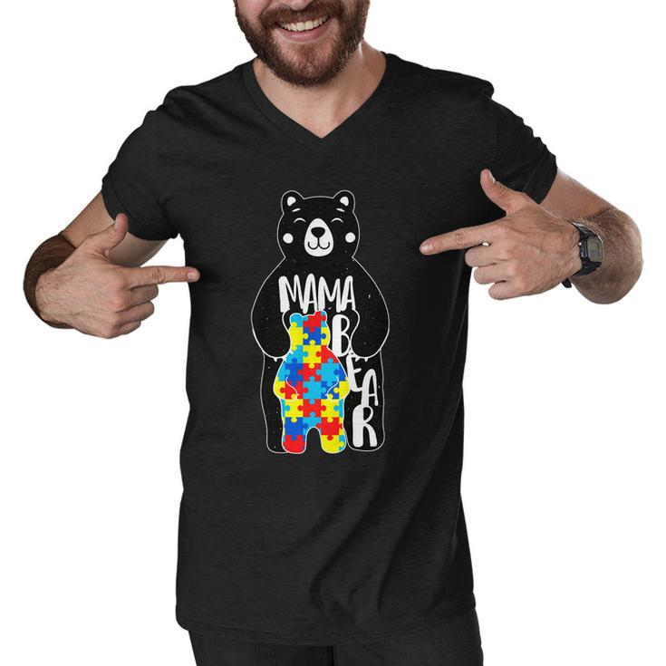 Mama Bear Autism Awareness Tshirt Men V-Neck Tshirt