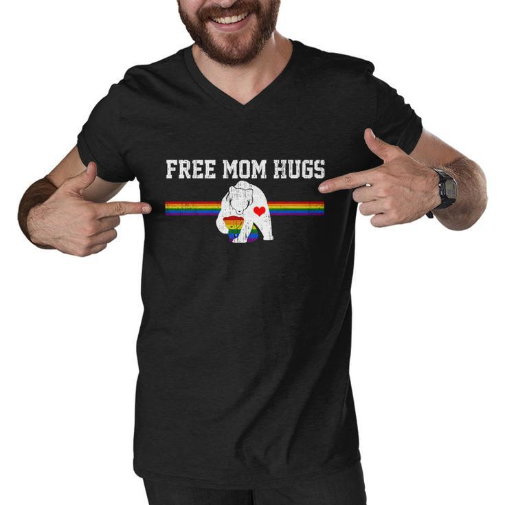 Mama Bear Lgbt Heart Rainbow Lgbt Month 2022 Free Mom Hugs Meaningful Gift Men V-Neck Tshirt