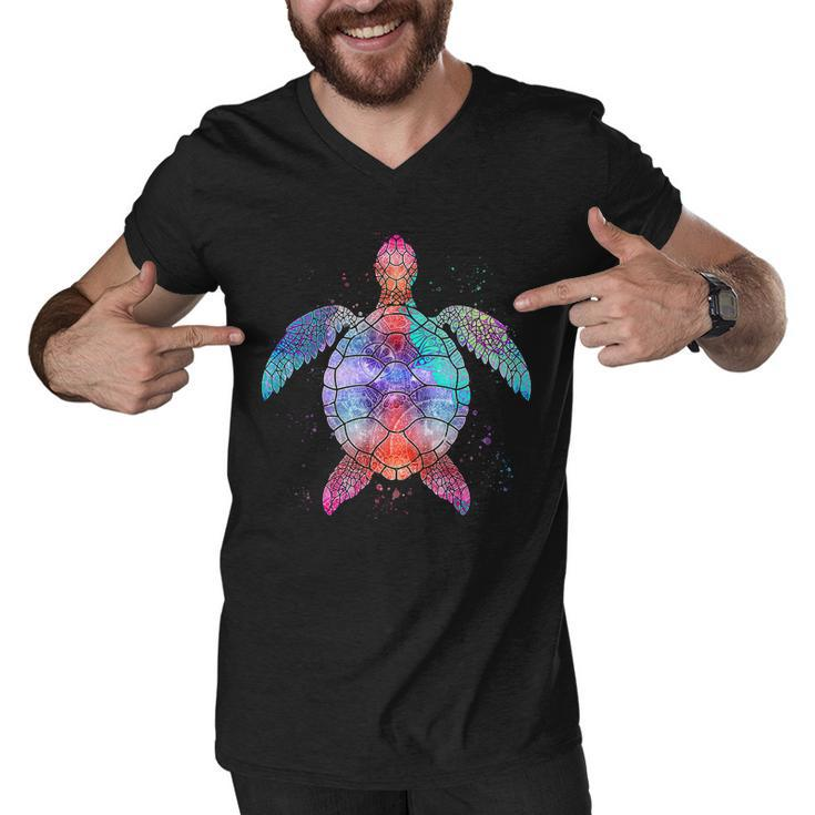 Mandala Sea Turtle Tshirt Men V-Neck Tshirt