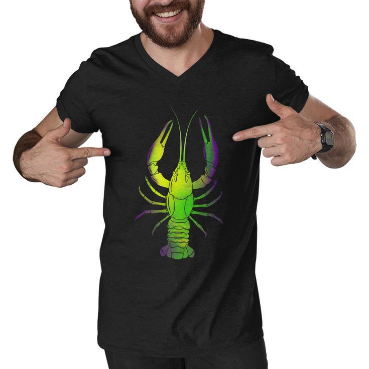 Mardi Gras Crawfish Graphic Design Printed Casual Daily Basic Men V-Neck Tshirt